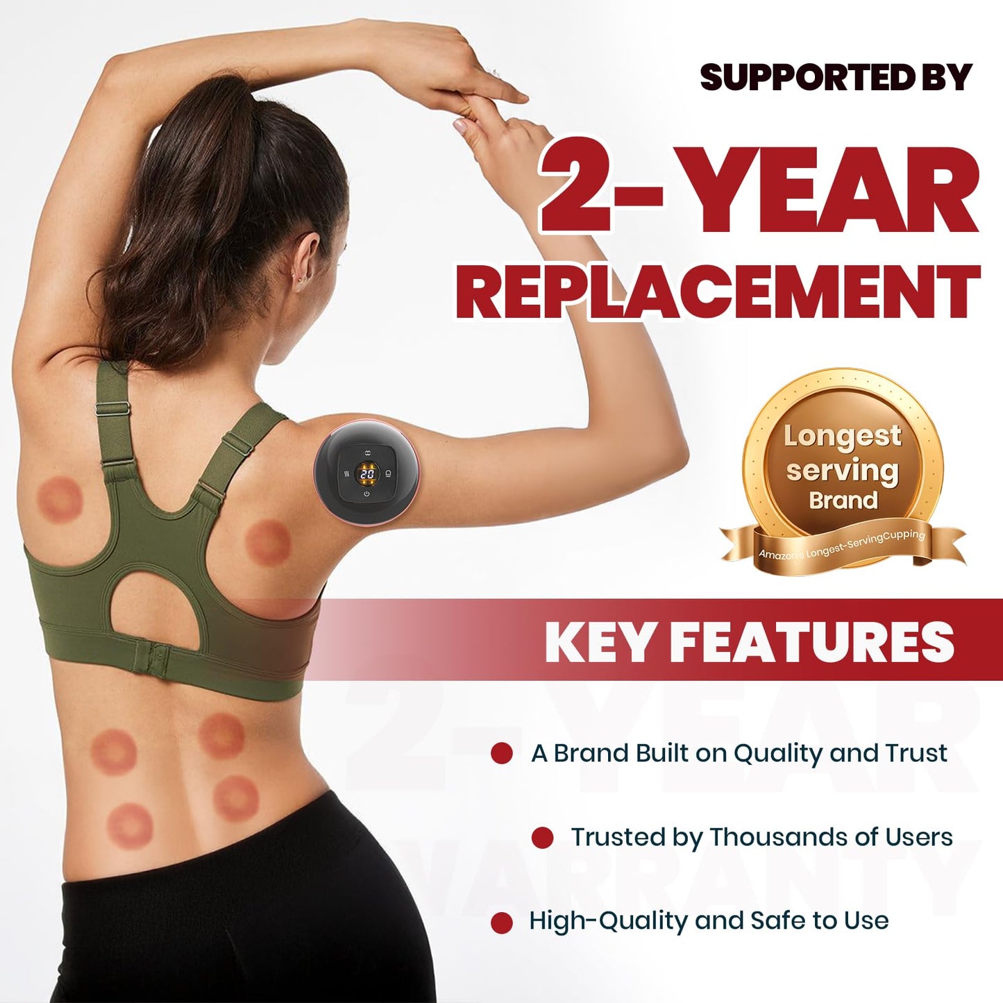 5-in-1 Smart Dynamic Cupping Therapy Set with Red Light, Cupping Kit for Massage Therapy, Electric Cupping Device with 20 Level Temperature and Suction for Back Muscle Soreness (Red)