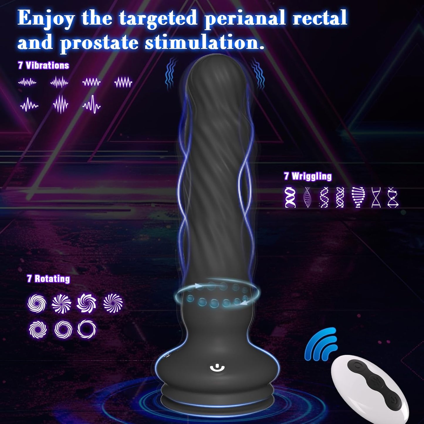 Anal Male Adult Sex Toys - Wriggling Rotating Vibrating Prostate Massager Anal Butt Plug Sex Toy for Men Women Couples, Remote Control Anal Dildo Vibrator with Suction Cup, 7 Modes Anal Beads