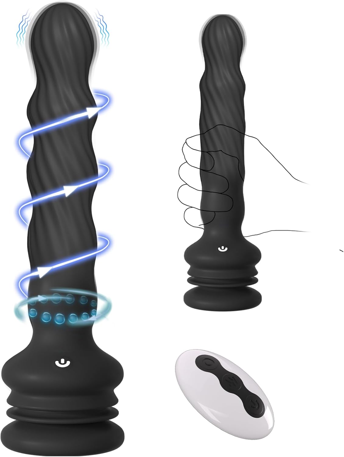 Anal Male Adult Sex Toys - Wriggling Rotating Vibrating Prostate Massager Anal Butt Plug Sex Toy for Men Women Couples, Remote Control Anal Dildo Vibrator with Suction Cup, 7 Modes Anal Beads
