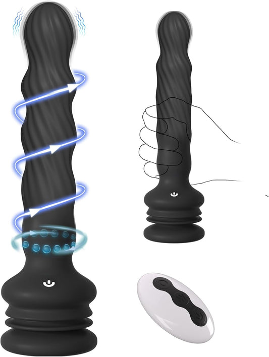 Anal Male Adult Sex Toys - Wriggling Rotating Vibrating Prostate Massager Anal Butt Plug Sex Toy for Men Women Couples, Remote Control Anal Dildo Vibrator with Suction Cup, 7 Modes Anal Beads